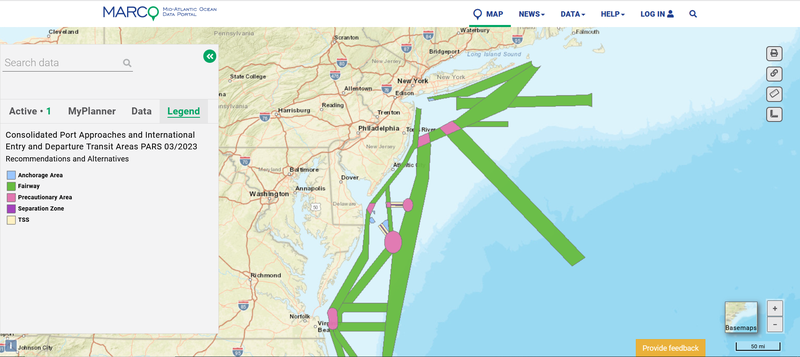 Map showing the CPA PARS recommendations.