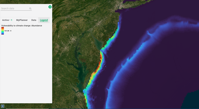 Map depicting the total abundance of marine mammals vulnerable to climate change.